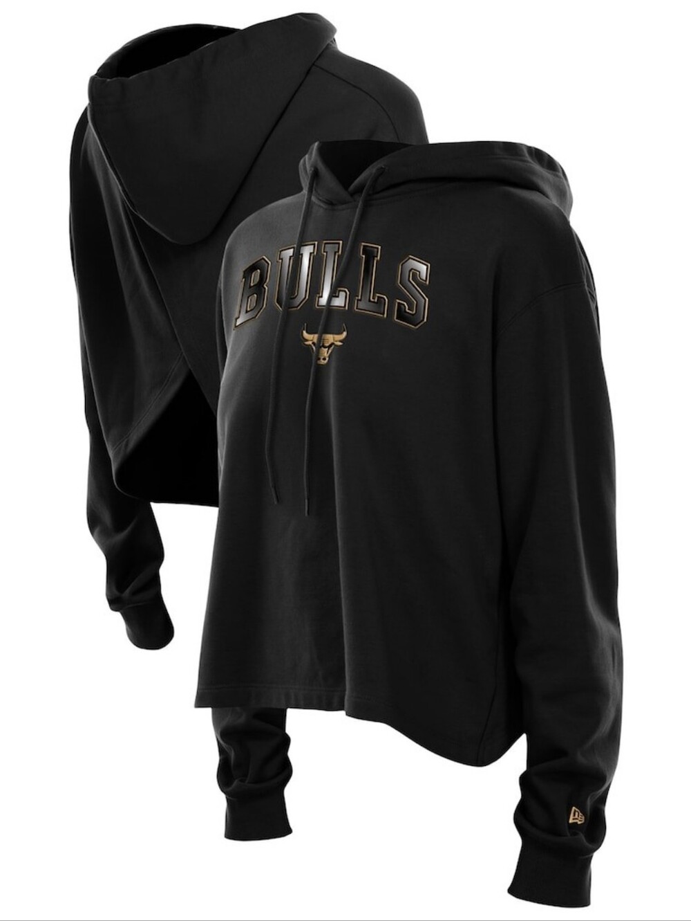 Chicago Bulls New Era Women's Glam Game Open Back Hoodie Black Size Medium